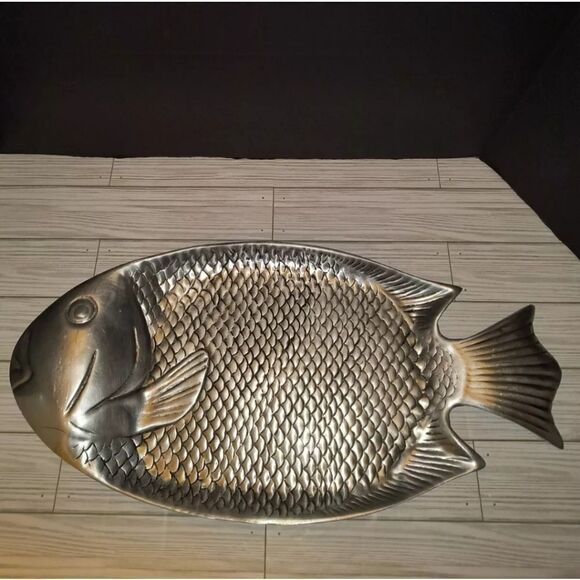 Large Fish Metal Serveware, Pewter Platter Serving Tray Old Town Imports 21x11in - Picture 2 of 10